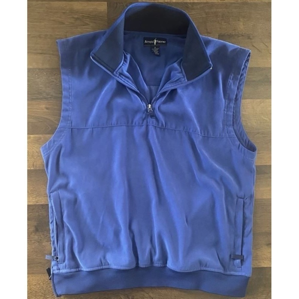 Arnold Palmer Golf Vest Mens‎ XL Blue Sleeveless 1/4 Zip Pullover
